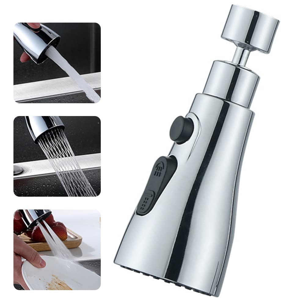 Mrisata Kitchen Faucet Head Replacement, 3 Function Pull Down Spray Head Sink Spray Nozzle, Kitchen Sink Faucet, Compatible with Standard Brushed