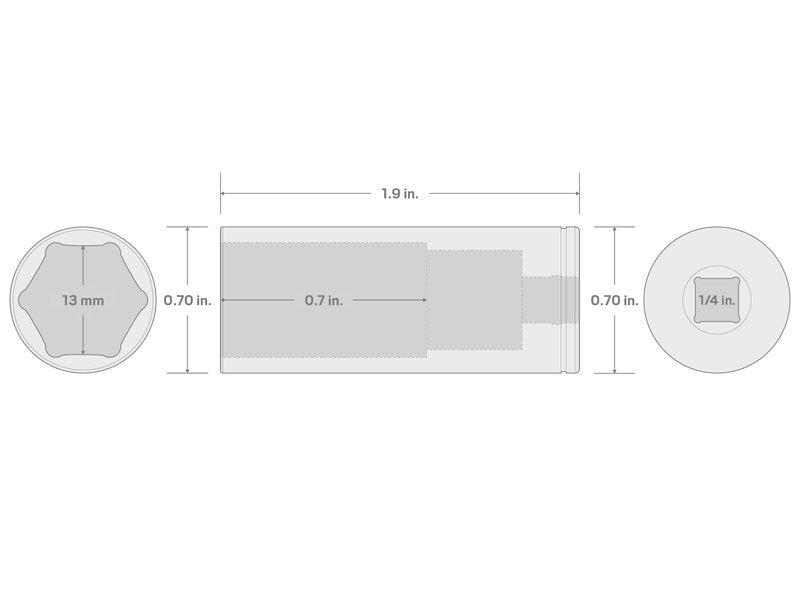 TEKTON 1/4 Inch Drive x 13 mm Deep 6-Point Socket | SHD03113