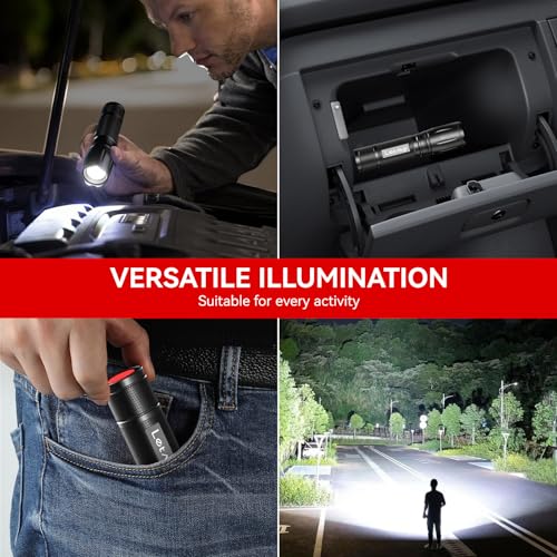 LETMY Black 2 Pack Tactical LED Flashlights - High Lumens Waterproof 5 Modes