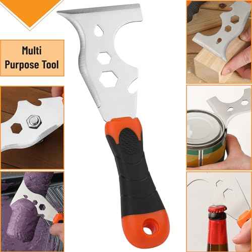 Bates- Paint Scraper Set, 2 Pack, 12 in 1 Painters Tool with 1.5" Stainless Steel Putty Knife, Rubber Handle, Paint Scrapers for Wood, Painters Knife, Paint Scraper for Painting, Metal Scraper