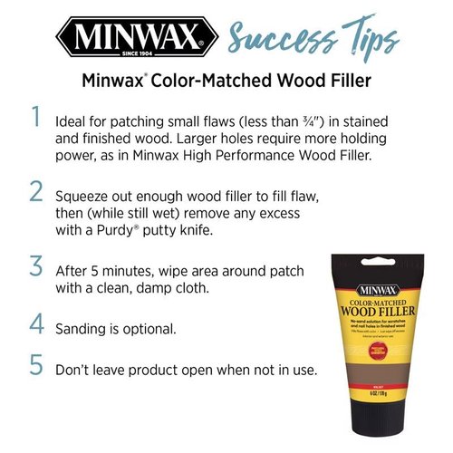 Minwax 448530000 Color-Matched Filler Wood Putty, 6 oz, Walnut, 6 Ounce