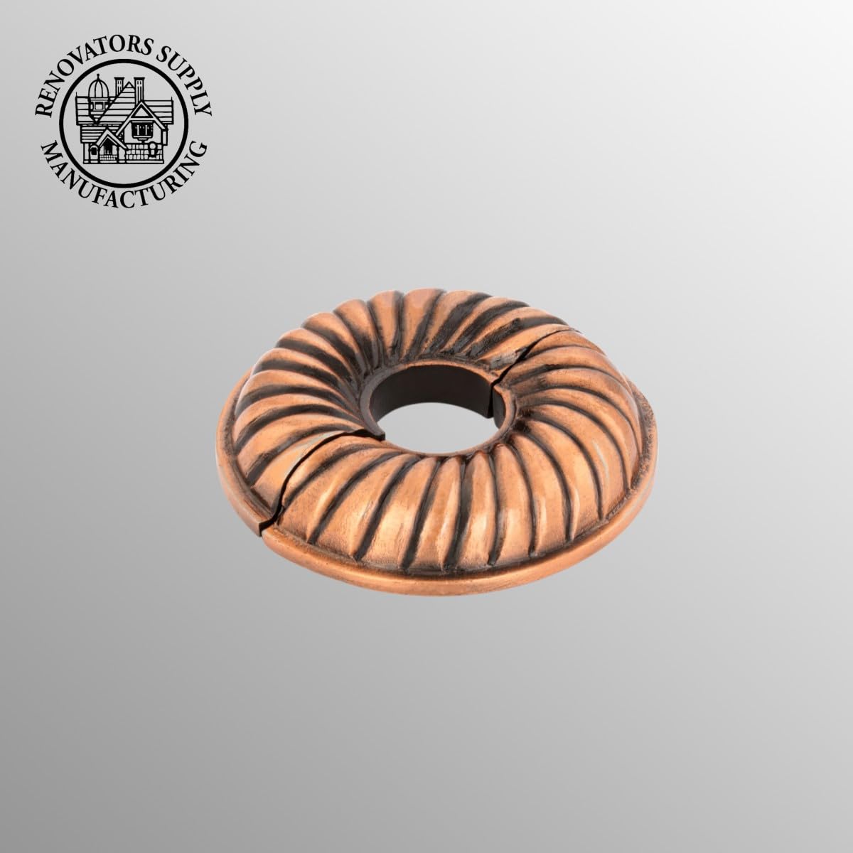 Renovators Supply Manufacturing Aluminum Escutcheon Plate 3.13" OD Escutcheon 3/4" IPS Antique Copper Oil Rubbed Finish Radiator Flange
