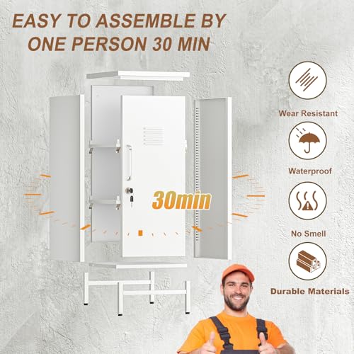 pozdeg 35.43in White Lockable Metal Storage Locker with Adjustable Shelf