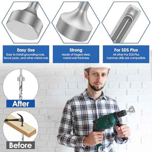 SDS Plus Ground Rod Driver 85mm Heavy Duty Steel Drill Bit Driver Wear Resistant Wide Compatibility Ground Rod Bits Socket