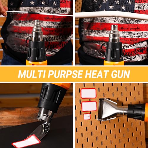 DEKOPRO Heat Gun, 1500W Hot Air Gun Kit with Variable Temperature Control, 716¢µ-1112¢µ£¨380¡É-600¡ɣ©£¬Heat Guns with Overload Protection & 4 Nozzles for Crafts, Shrinking PVC, Stripping Pain