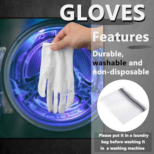 12 Pairs White Cotton Gloves Soft Hand Gloves Dust-Free Work for Men Women Art Crafting, Jewelry Handling, BBQ, Eczema Care, Coin Jewelry Watch Inspection, Dry Hands Sleeping, Archiva, Medium