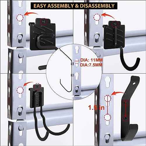 Wallmaster Boltless Shelving Hook Organizer Kit,7 Pcs Adjustable Storage Hanging Accessories for 1.5 inch Keyhole Rack,Garage Heavy Duty Tool Storage System