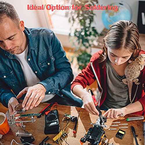 Soldering Kit, 60W Soldering Iron, 110V Welding Kit with Ceramic Heater, Portable Solder Irons with 5pcs Extra Tips, Stand, Solder Tube, Sponge, for Electronic Repair