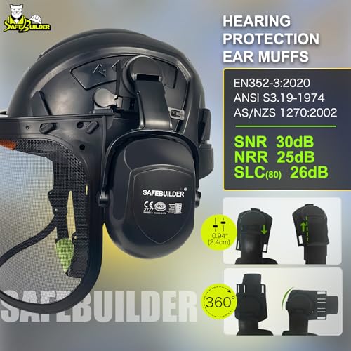 CR99 Forestry Safety Helmet Class C Hard Hats 3 In1 Chainsaw Arborist Helmet with Mesh Face Shield Ear Muffs Hearing Protection ANSI Z89.1