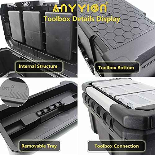 Anyyion 13 inch Small Tool Box with Removable Tray, Truly Strong and Durable For Hobby or Craft Storage Toolbox, (Internal Size:12.9"Lx6.1"Wx5.9"H)