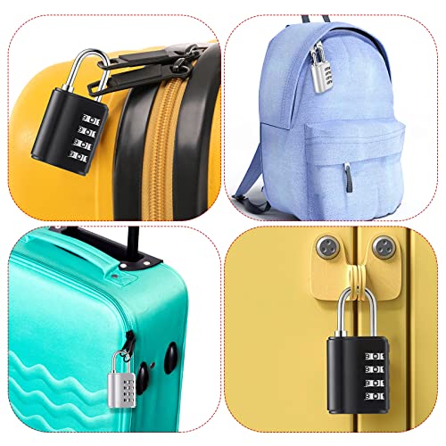 Kenning 10 Pcs Combination Padlock 4 Digit Combination Lock with Keys Locker Resetable Security Outdoor Waterproof Gate Lock for School Sports Gym Locker Employee Fence Case (Silver and Black)