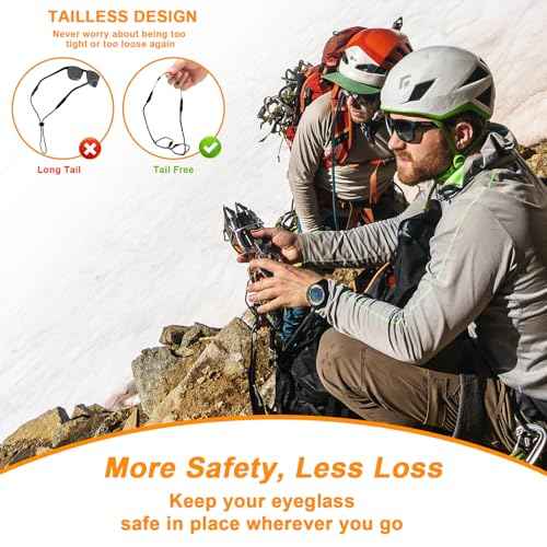 Yeahxing Adjustable Glasses Strap - 4 Pack 16Inch Eye Glasses String Straps with Retainer Ear Cushion, Eyewear Retainer, No Tail Anti Slip Sunglasses String Eyeglass Strap for Men Women