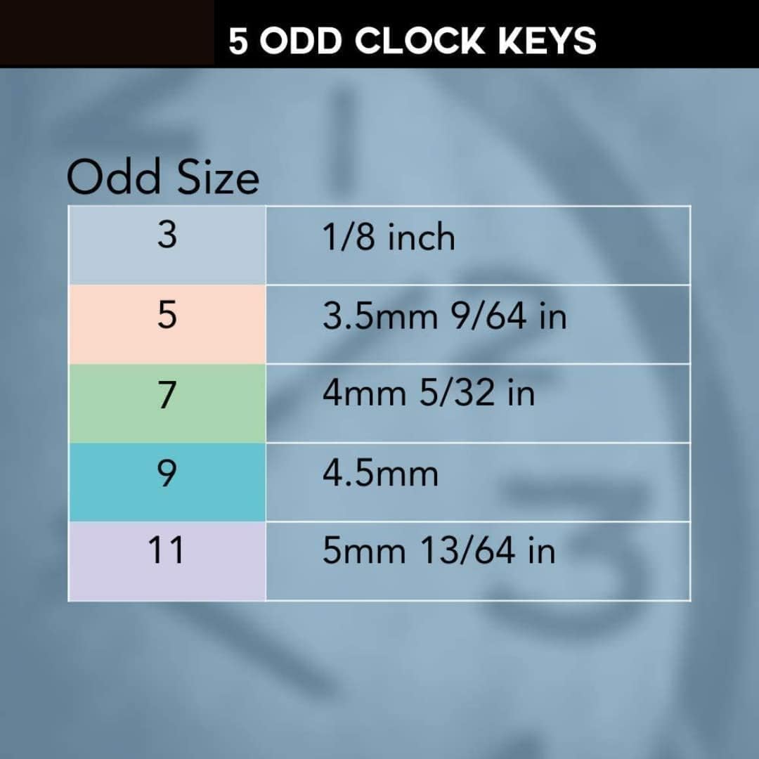 Universal Vintage Clock Winding Key 5 Prong Odd Numbers 3 to 11 Brass Clock Key for Winding Clocks