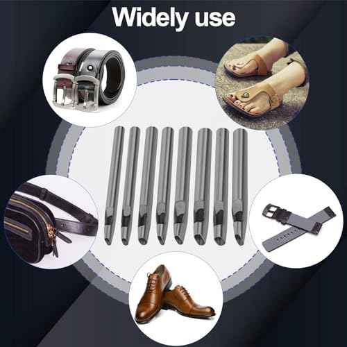 8 Size Oval Hole Punch for Leather 2mm-5mm, Boyistar Leather Craft Punch Tools Set Hollow Punching Oval Belt Hole Cutter Tool for Watch Band, Belt, with Storage Box