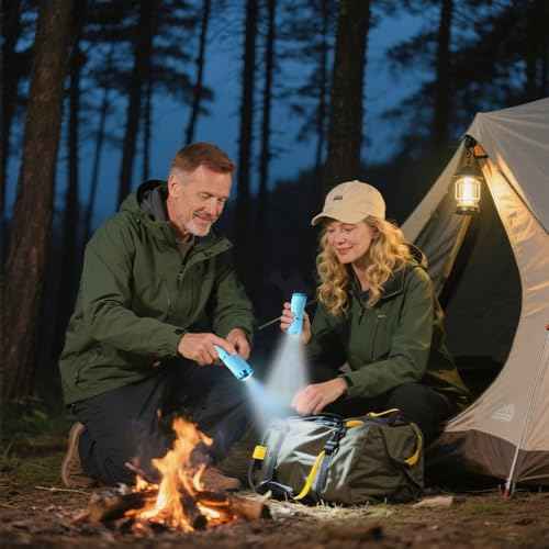 4 Pack Mini Flashlights, 9 LED Glow-in-The-Dark Aluminum Lights with Straps ? Perfect for Camping, Hiking, and Emergency