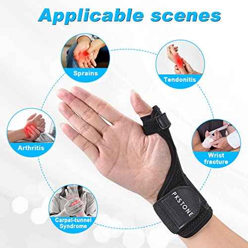 Thumb Brace,Thumb Spica Splint, Adjustable Breathable Wrist Splint Hand Brace for Right and Left Hand, Pain Relief, Wrist Support for Carpal Tunnel, Arthritis, Tendonitis, Sprains (Black, S)