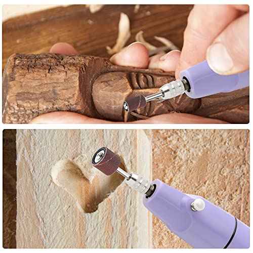 TOVOT 212PCS Sanding Drum Assortment Set Rotary Tool Sanding Drums with 1/8 Shank Sanding Bands Sanding Sleeves for Drill (180/240/320/600 Grit)