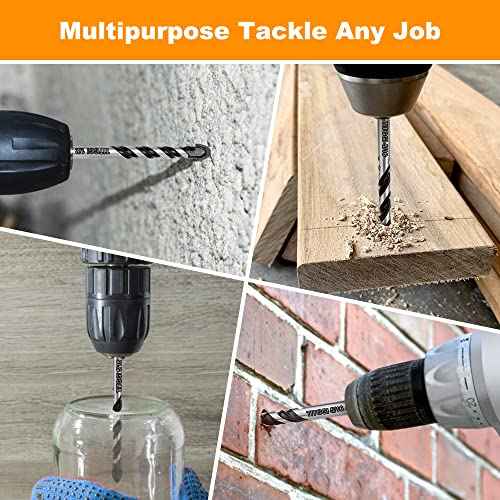 Professional Masonry Drill Bit Set (10PCS) for Glass/Brick/Plastic/Cement/Wood/Tile/Etc, Industrial Strength Carbide Drill Bit Tip, 1/8"-1/2" by TITGGI