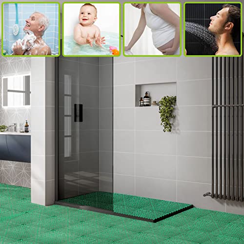 12 Pack 12'' x 12'' Interlocking Rubber Outdoor Flooring Tiles Non-Slip Shower Mat Pool Mats for Floor, Drain, Deck, Pool, Patio, Balcony, Kitchen, Yard (Green)