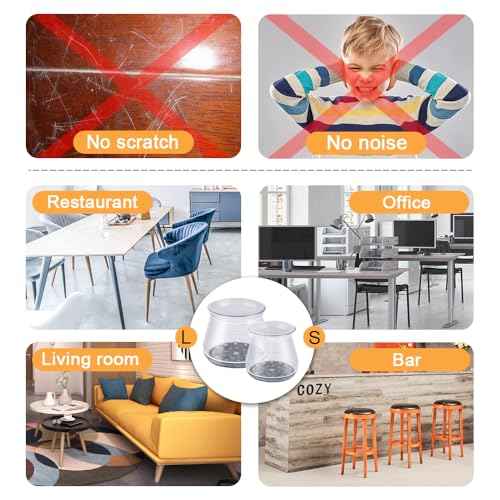 32 Pcs Chair Leg Protectors for Hardwood Floors, Silicone Felt Furniture Leg Cover Pad for Protecting Floors from Scratches and Noise, Smooth Moving, Large(Fit Round Diameter£º1-5/16" to 2")
