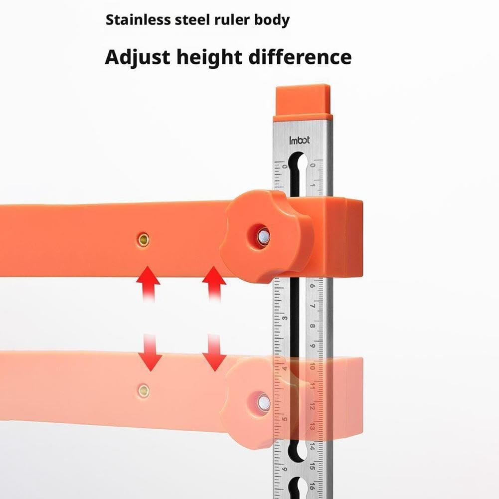 Drawer Slide Jig with Toggle Clamp & Magnetic Arm, Precision Cabinet Drawer Jig Tool with Laser-Engraved Dual-Scale Mark for Mounting Drawer Slide, for DIY & Pro Fast & Accurate Installation