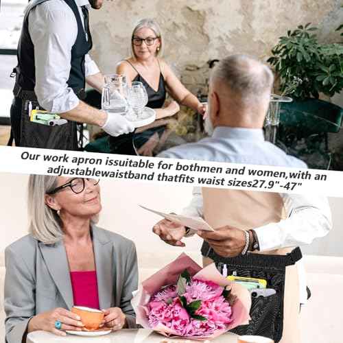 Server Waist Pouch, Restaurant Waiter Waist Organizer with Adjustable Belt Utility Money Bag Server Apron Storage Bag for Restaurants Hotels Bars Care Kit Tool, 9.84x7.32Inch
