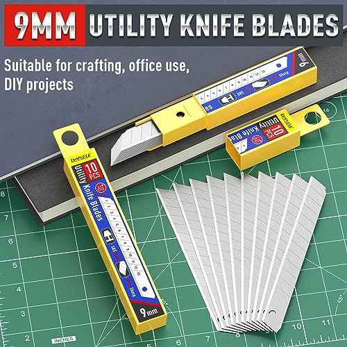 DIYSELF 50Pcs 9mm Utility Knife Replacement Blades, Snap Off Blades for 9MM Universal Box Cutters (60¡Æ)