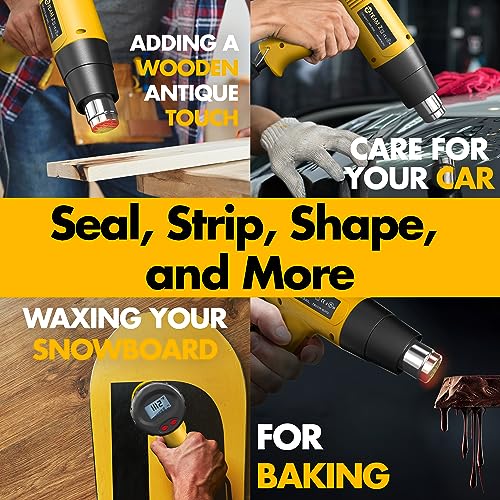 Team Z 1800W Heat Gun Kit 212¡ÆF to 1112¡ÆF(Only ¡ÆF)- Fast Heating Heavy Duty Hot Air Gun, LCD Display, Overload Protection with 4 Nozzles for Shrink Wrap, Soften Paint, Bend Plastic Pipes and More