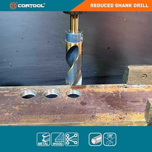 3/4 Inch Drill Bit | Reduced Shank High Speed Steel | 3/4 Drill Bit for Metal and Steel | HSS M2 Black & Gold Drill Bits with 1/2" Shank
