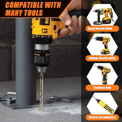 5PCS Four Blade Serrated Eccentric Drill Bits, High-Strength Eccentric Twist Drill Bit, Four Edged Serrated Eccentric Drill Bit Set for Concrete Glass Brick Cement Tile Marble Wood(4/6/8/10/12mm)