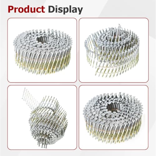 Findmall 2-Inch Wire Collated Nails 15-Degree Ring Shank Galvanized 3600 Pack for Gun CN57/CN65/CN70
