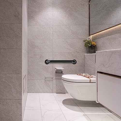 Handicap Grab Bars, 2 Pack 18 Inch Shower Grab Bar for Seniors, 304 Stainless Steel ADA Grab Bars for Bathtubs and Showers, Safety Shower Handles for Elderly, Disabled (Matte Black Knurled)
