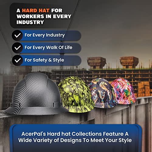 Acerpal Full Brim Hard Hat, Class C G & E, OSHA Construction Work Approved, Premium Carbon Design, Padded 6 PT Adjustable Ratchet Suspension, Top Pad, Gloss