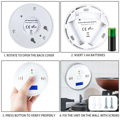 Carbon Monoxide Detector Alarm, CO Alarms for Kitchen Basements Travel Home Office House Bedroom Living Room Car, Battery Operated,Comply with UL 217/2034 (1-Pack)