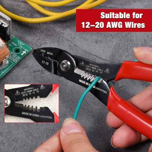 4-in-1 Multi Purpose Electricians Pliers with Wire Cutter, Crimper, Gripper, Stripper| 7" Compact Wire Stripper| Professional Wire Crimping Tool for 12-20 AWG Insulated & Non-Insulated Wires