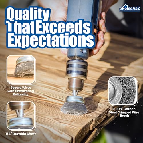 EHOMEA2Z Wire Wheel Steel Brush Cup for Drill 1/4 Hex Shank for Cleaning Stripping Rotary Metal Power Drill Paint Rust Removal, for Power Drill Attachment (6)