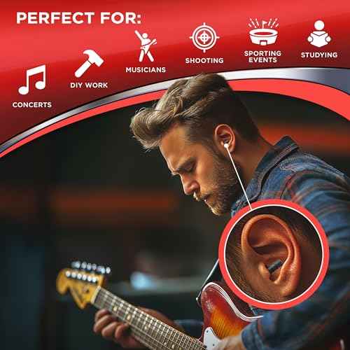 Hearos Earplugs Rock 'n Roll Series with Free Case, 1-Pair, NRR 27, TPE, Reusable, Black (309)