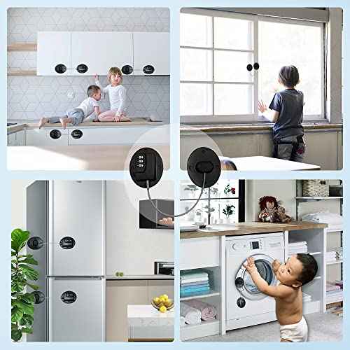 AOSITE Keyless Digital Lock - Multi-Purpose Child Proof Latches for Refrigerator, Freezer, Cabinet, Drawer & Wardrobe, No-Drill Adhesive Safety Lock with Combination Code (1Pack Black)