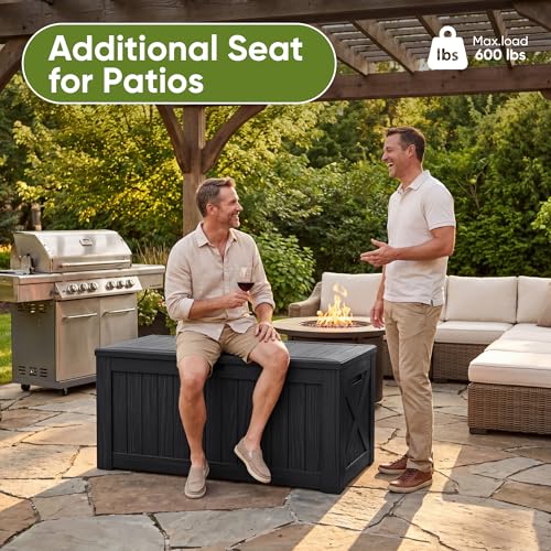 Flamaker Black 120 Gallon Waterproof Deck Box Outdoor Storage Chest