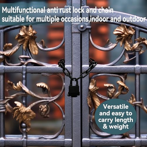 Heavy Duty Weatherproof Steel Chain Lock with Padlock for Bike Fence Gate Outdoor