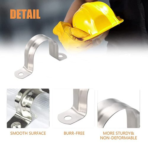 AKIHISA 10 Pcs 2 Hole U Tube Strap Clamp 304 Stainless Steel Rigid Pipe Strap Clamp ID 1/5Inch(5mm)