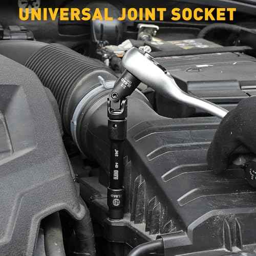 4-Piece 3/8" Drive Socket Extension Bar Set, 3, 6, 10 inch Professional Extension Set, 3/8 Inch Drive Universal Joint Socket, Premium Cr-V Steel Sockets Wrench Extender