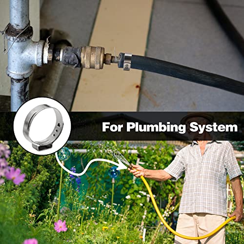 50 Pack 3/4" PEX Cinch Clamps, Stainless Steel Single Ear Hose Clamps