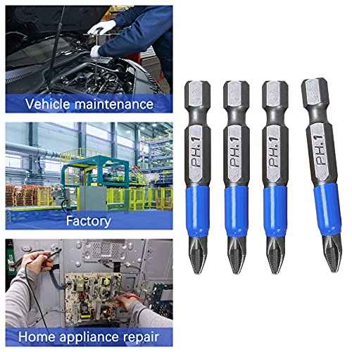 Piutouyar 10Pcs Magnetic Anti-Slip Drill Bit 2 Inch, PH1 Phillips Screwdriver Bits Set 1/4" Hex Shank (PH1 x 50MM)