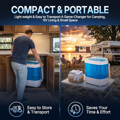 Portable Twin Tub Washing Machine 9.9LB Compact Top Load Washer & Spin Dryer