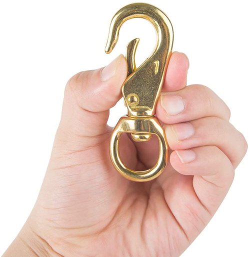 Faneta 3-1/4 inch Solid Brass Swivel Snap Hooks Clips with 3/4 inch Swivel Eye, #1, for Scuba Diving, Flag Pole, Lines, Bags, Belting, Leashes, Straps, etc. (Pack of 4)