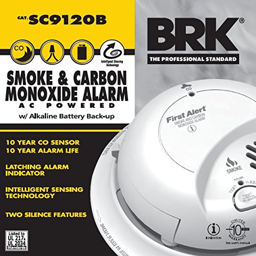 BRK SC9120B Combination Smoke and Carbon Monoxide Alarm - Hardwired, Interconnectable, 9V Battery Backup
