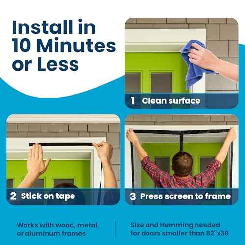 Flux Phenom Magnetic Screen Door - Bugs Out, Breeze in - 9min Install Auto-Sealing Heavy Duty Double Stitched Mesh, 52 Magnets, Hands Free Sliding & Patio Doors Net, Pet & Kid Friendly, 38 x 82 Inch