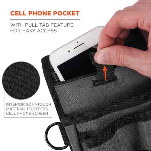 Ergodyne Squids 5568 Tool Pouch, Utility Knife Holster, Scanner Device Holder, Cell Phone Pocket, Belt Loop Attachment