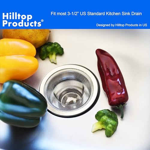 Stainless Steel Kitchen Sink Drain Strainer - Large Mesh Food Catcher, 4.5 Inch